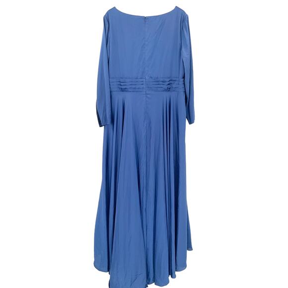 MAC DUGGAL Dress Size 20 / 20W Evening Gown Navy Blue NEW V Neck Pleated - Picture 5 of 6